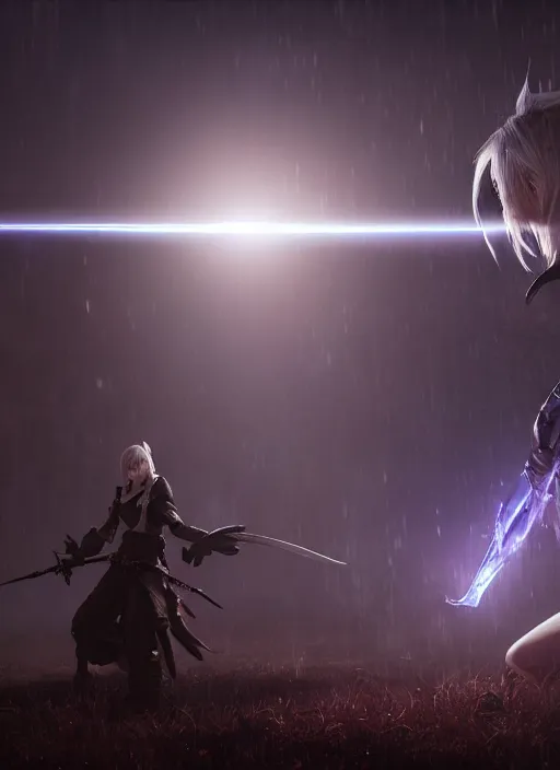 Image similar to a movie still from final fantasy xiv live action, thancred, evocative, mystical night, backlit, rim light, sharp focus, very very very very detailed, award winning, masterpiece digital painting by greg rutkowski, alex grey, marc adamus, beautiful dramatic lighting, artstation, 4 k wallpaper, style by peter deligdisch, peterdraws