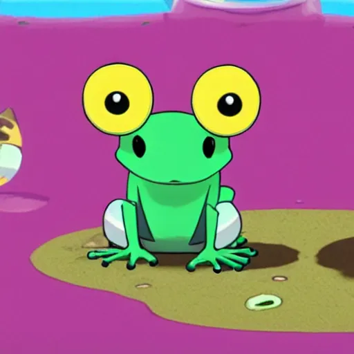 Image similar to frog made out of other frogs, wes anderson, screenshot from pokemon sword and shield