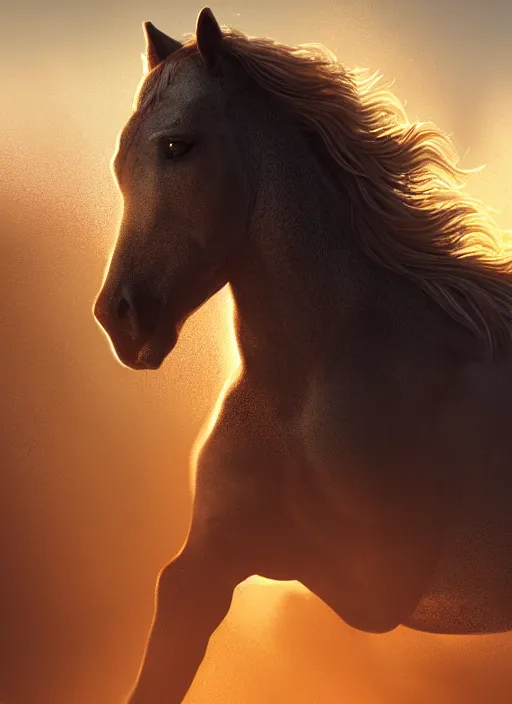 Prompt: horse up his men, volumetric lighting, beautiful, golden hour, sharp focus, ultra detailed, cgsociety by leesha hannigan, ross tran, thierry doizon, kai carpenter, ignacio fernandez rios, noir photorealism, film