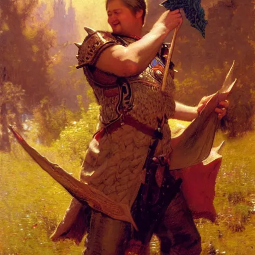 Prompt: tim heidecker as a jolly bard in a dungeons and dragons game, highly detailed painting by gaston bussiere, craig mullins, j. c. leyendecker, 8 k