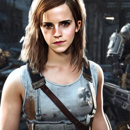 Image similar to emma watson in gears of war destiny 2 call of duty witcher 3 warframe pokemon mario spongebob fortnite ice cream smash bros highly detailed, extremely high quality, hd, 4 k, professional photographer, 4 0 mp, lifelike, top - rated, award winning, realistic, detailed lighting, detailed shadows, sharp, no blur, edited, corrected, trending