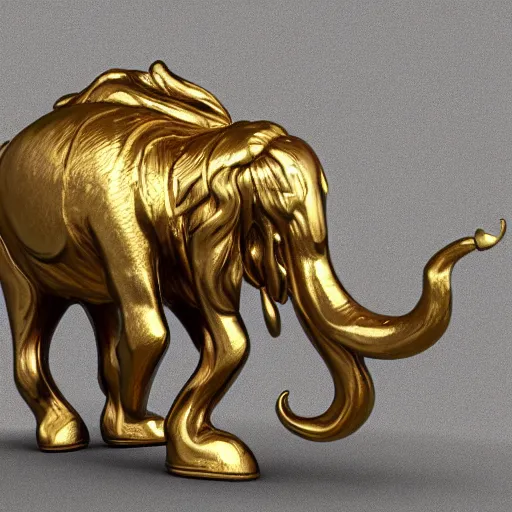 Prompt: golden mammoth in leticia gillett's style 3 d