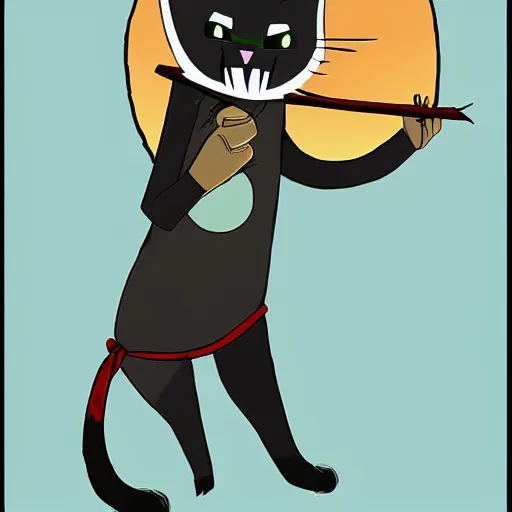 Image similar to cat in samurai jack art style