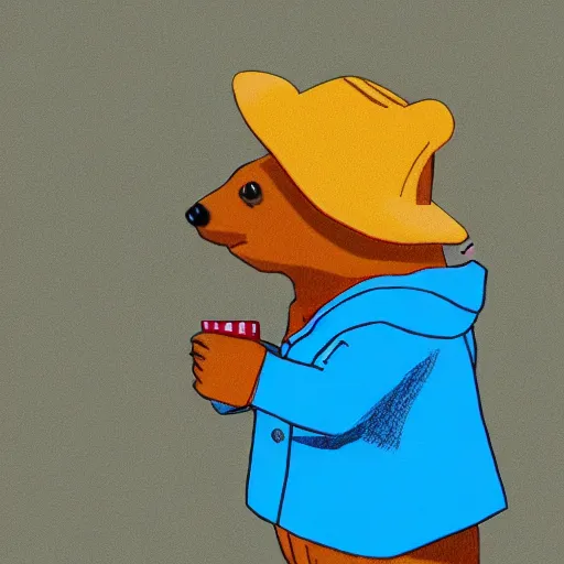 Image similar to paddington bear smoking a doobie