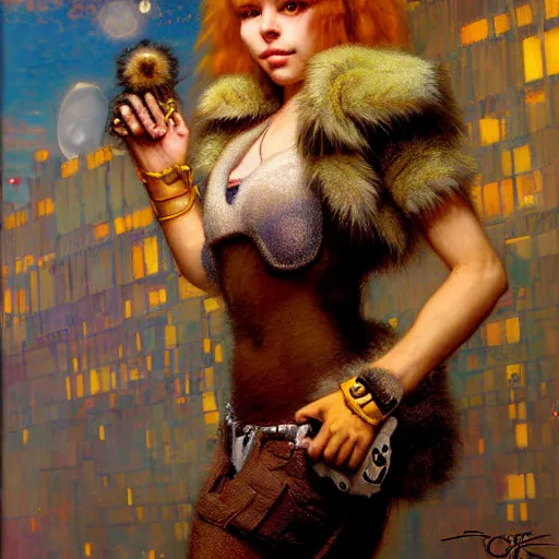 Image similar to portrait of a furry fluffy female tabby cat in a girl's clothes. shadowrun furaffiniy cyberpunk fantasy highly detailed painting by gaston bussiere craig mullins jc leyendecker gustav klimt artgerm greg rutkowski john berkey, bergey, craig mullins, ruan jia, raymond swanland, jeremy mann, tom lovell, alex malveda