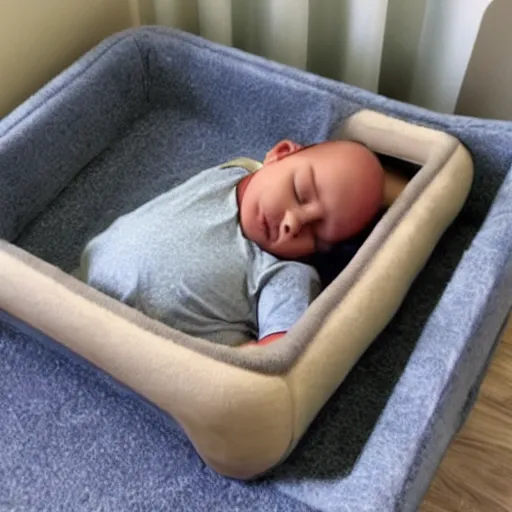 Image similar to kratos sleeping in kid sized bed