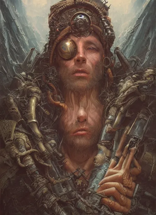 Prompt: hyper realistic photography portrait of postapocalyptic medieval religious occult amazon cinematic, brom, moebius, peter mohrbacher, james gurney, greg rutkowski comic cover