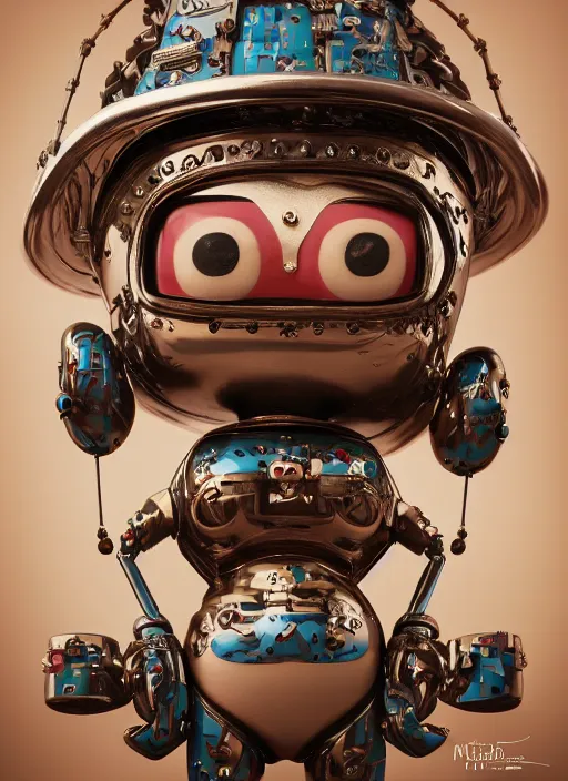 Image similar to closeup portrait of tin toy robot bikini girl trap, depth of field, zeiss lens, detailed, symmetrical, centered, fashion photoshoot, by nicoletta ceccoli, mark ryden, lostfish, breathtaking, 8 k resolution, extremely detailed, beautiful, establishing shot, artistic, hyperrealistic, octane render