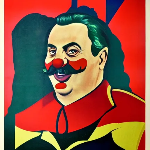 Prompt: communist clown portrait, soviet propaganda style, poster, stalin