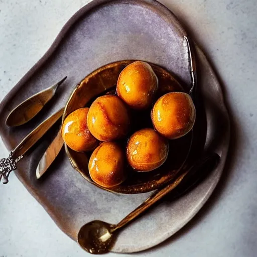 Image similar to high resolution photo of gulab jamun, michelin star, very tasty, food photography, instagram, trending