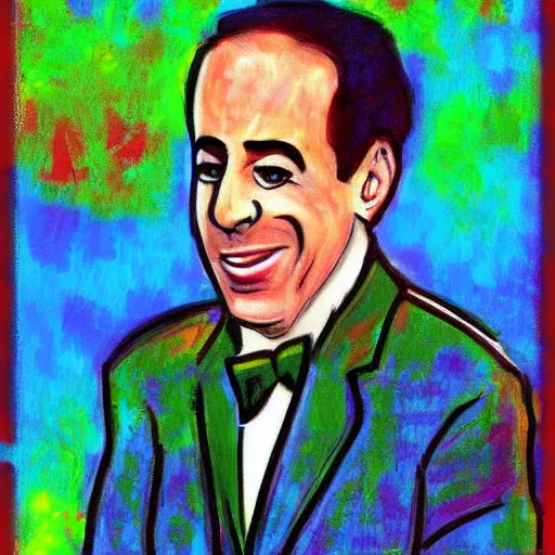 Prompt: impressionist caricature of jerry seinfeld in the style of monet vibrant colors cinematic