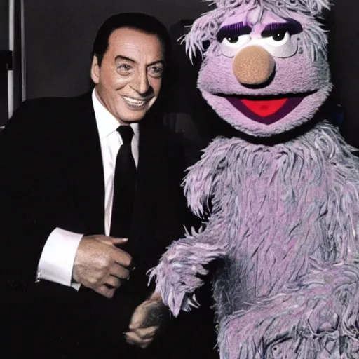 Prompt: silvio berlusconi is a special guest of the muppet show, still from sesame street, disposable camera