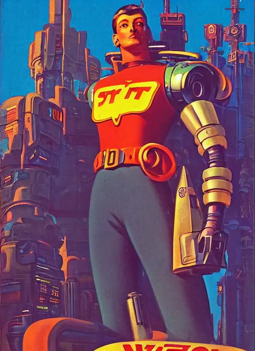 Prompt: soviet propaganda poster. cyberpunk mech pilot. portrait by jean giraud and anton otto fischer and john philip falter and will eisner and gil elvgren and pixar. realistic proportions. character art. science fiction d & d. tf 2, overwatch, rb 6 s, cyberpunk 2 0 7 7, blade runner 2 0 4 9.