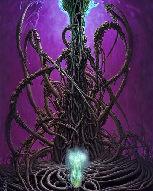 Image similar to the platonic ideal of flowers, rotting, insects and praying of cletus kasady carnage thanos dementor chtulu mandelbulb schpongle bioshock xenomorph dead space, ego death, decay, dmt, datura stramonium, concept art by randy vargas and zdzisław beksinski and greg rudkowski