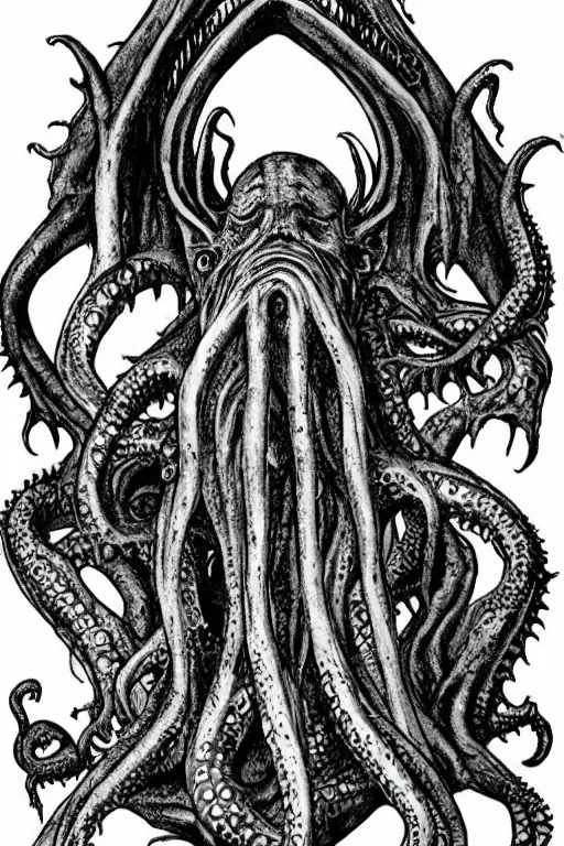 Image similar to In his house at R'lyeh, dead Cthulhu waits dreaming.