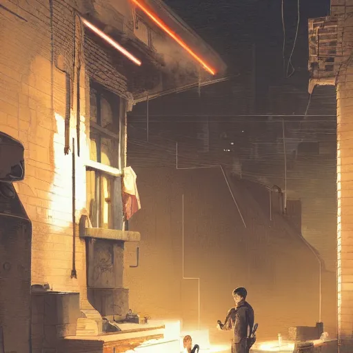 Image similar to 2 1 savage handing the viewer an envelope, detailed digital illustration by greg rutkowski, cyberpunk back alley, nighttime