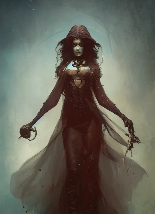 Prompt: hyper realistic photo of victorian sorceress, full body, rule of thirds, conceptart, saturated colors, cinematic, greg rutkowski, brom, james gurney, mignola, craig mullins, artstation, artgerm cgsociety