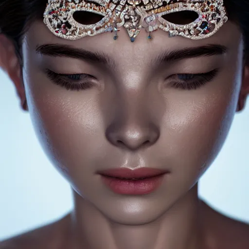 Image similar to portrait of wonderful princess of diamonds with fair skin, ornate 8 k gorgeous intricate detailed, white accent lighting, dramatic cinematic light, award winning photography, octane render