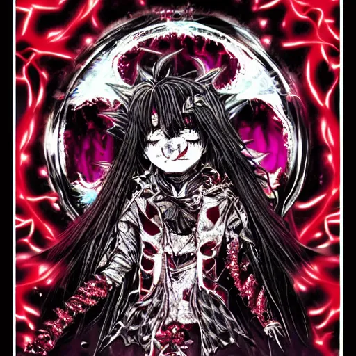 Prompt: spiked korean bloodmoon sigil stars draincore, gothic demon hellfire hexed witchcore aesthetic, dark vhs gothic hearts, neon glyphs spiked with red maroon glitter breakcore art by guro manga artist Shintaro Kago | baroque bedazzled gothic royalty frames surrounding a pixelsort emo demonic horrorcore japanese yokai doll, low quality sharpened graphics, remastered chromatic aberration