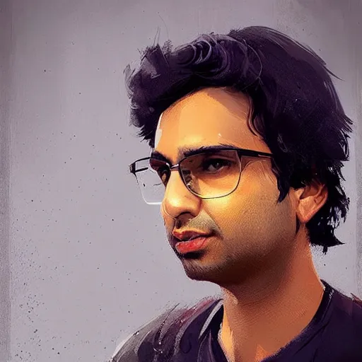 Image similar to “ portrait of kunal nayyar by greg rutkowski, young, attractive, highly detailed portrait, scifi, digital painting, artstation, concept art, smooth, sharp foccus ilustration, artstation hq ”