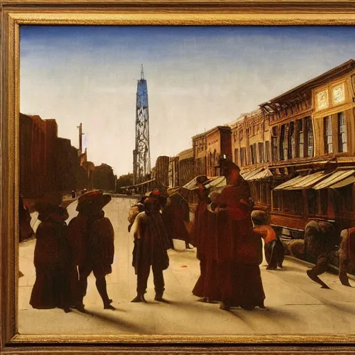 Prompt: Painting of the Harlem new york, by Leonardo da Vinci