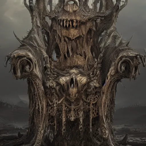Image similar to monster graveyard chair, portrait of daemons, beings of astonishing structure, high detail, cinematic, cgsociety 8k