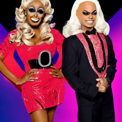 Image similar to ben shapiro in drag on ru paul's drag race