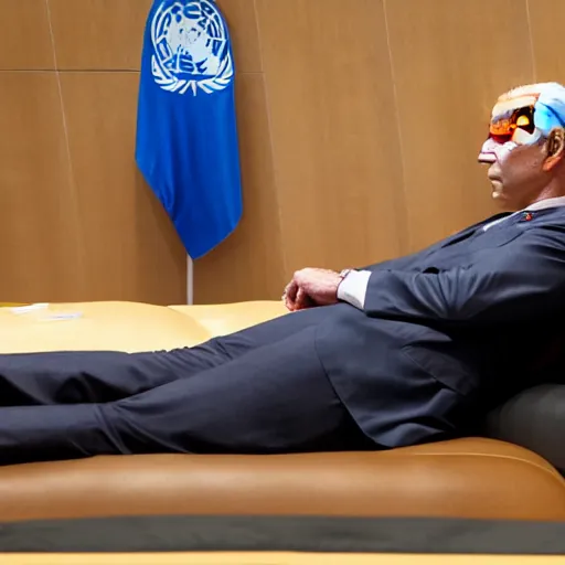 Prompt: joe Biden sleeping at the United Nations