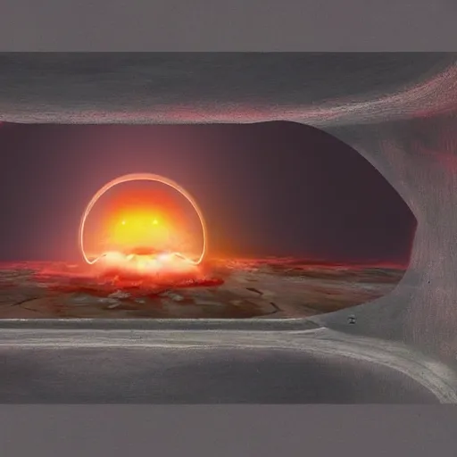 Prompt: matte painting of inside of a nuclear explosion
