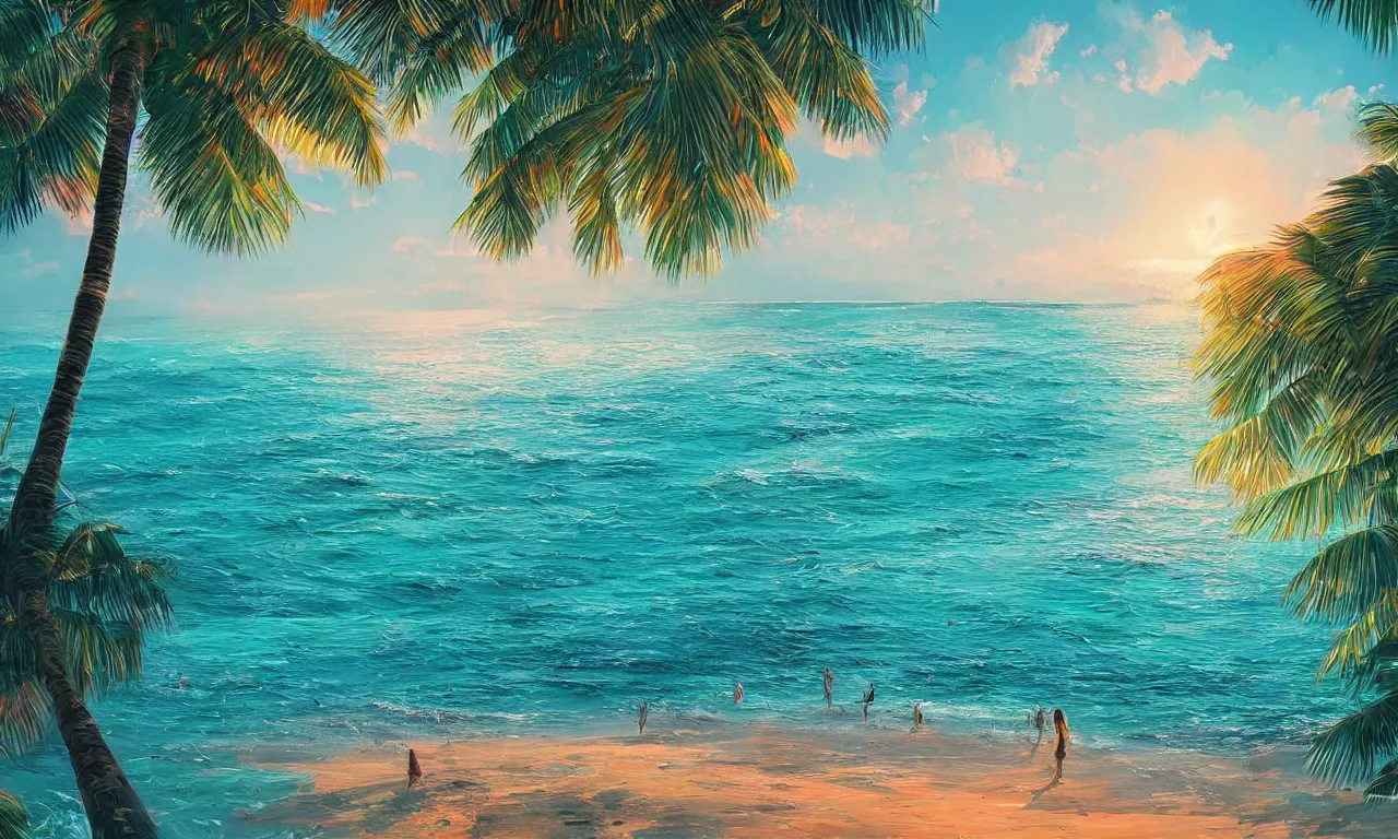 Image similar to paradise beach by alena aenami artworks in 4 k