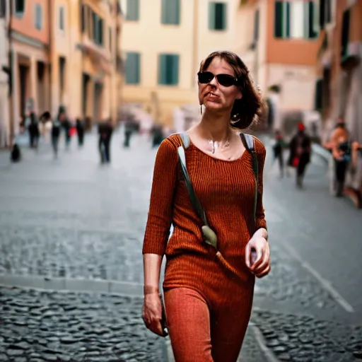 Prompt: Cute woman walking in Rome, detailed photography
