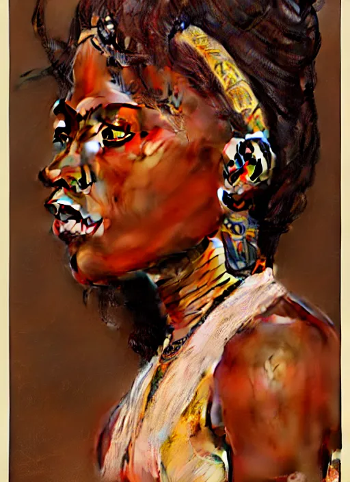 Image similar to oil portrait of ncuti gatwa, intricate, elegant, highly detailed, lighting, painting, artstation, smooth, illustration, art by greg rutowski and alphonse mucha