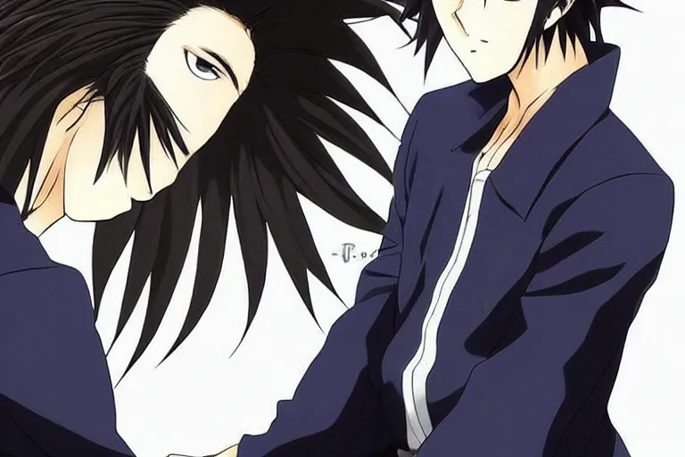 Image similar to A cold handsome young man，Black short hair like a hedgehog, blue pupil, Hijikata Toushirou of Gintama,Kyoto Animation