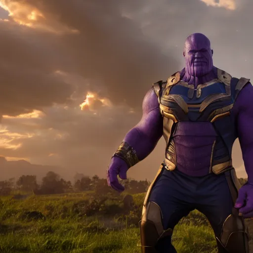 Image similar to thanos wearing a maid outfit, hd 4k photo