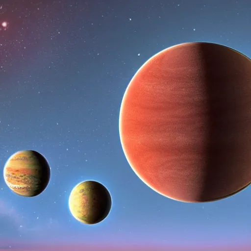 Prompt: three identical planet earths arranged at 9 0 degrees from each other, realistic photograph