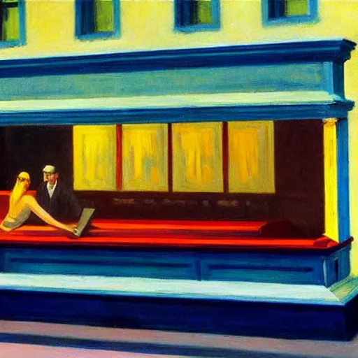 Image similar to blockbuster painted by edward hopper