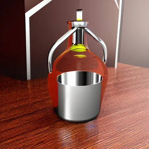 Prompt: a 3 d render of a flask, rotated 1 0 degrees around y - axis