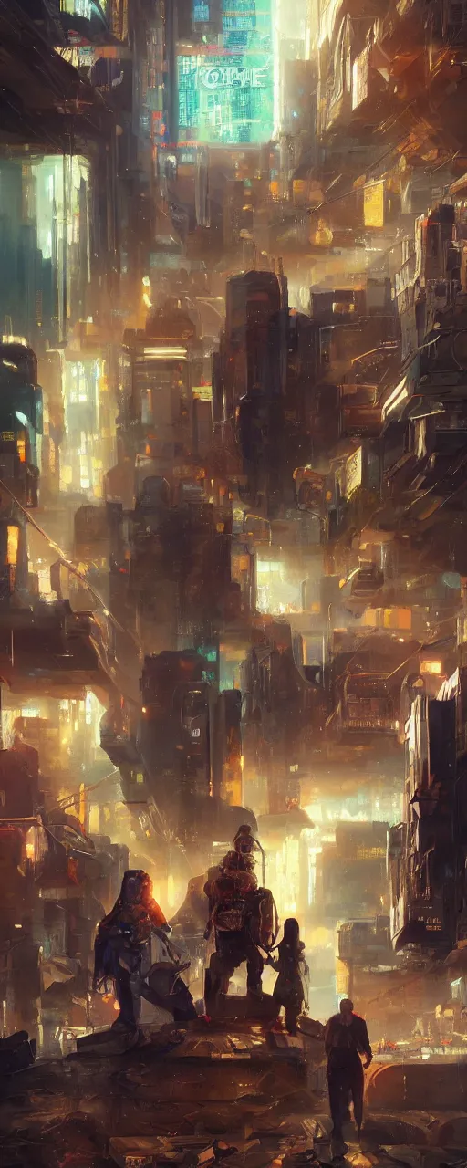 Image similar to an epic painting of the team of group of time travelers, oil on canvas, cold colors, perfect composition, golden ratio, beautiful detailed, photorealistic, digital painting, artstation, concept art, smooth, sharp focus, illustration, cyberpunk background, artstation trending, octane render, unreal engine