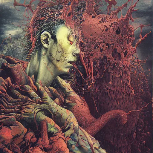 Image similar to realistic detailed image of the Holy War, Neo-Gothic, gothic, rich deep colors. Beksinski painting, part by Adrian Ghenie and Gerhard Richter. art by Takato Yamamoto. masterpiece