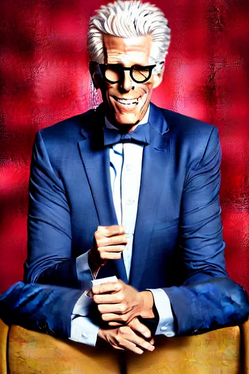 Image similar to a painting of ted danson in the good place, art by robin eley