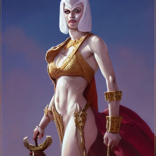Image similar to ( ( ( full length portrait of a white dollface persian, halberd, breastplate ) ) ), d & d, tyler jacobson, greg rutkowski, frank frazetta, alexandre chaudret, boris vallejo, michael whelan, miro petrov, magali villeneuve, donato giancola