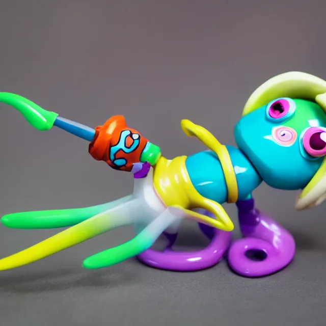 Image similar to stylized splatoon vinyl figure, figure photography, high details