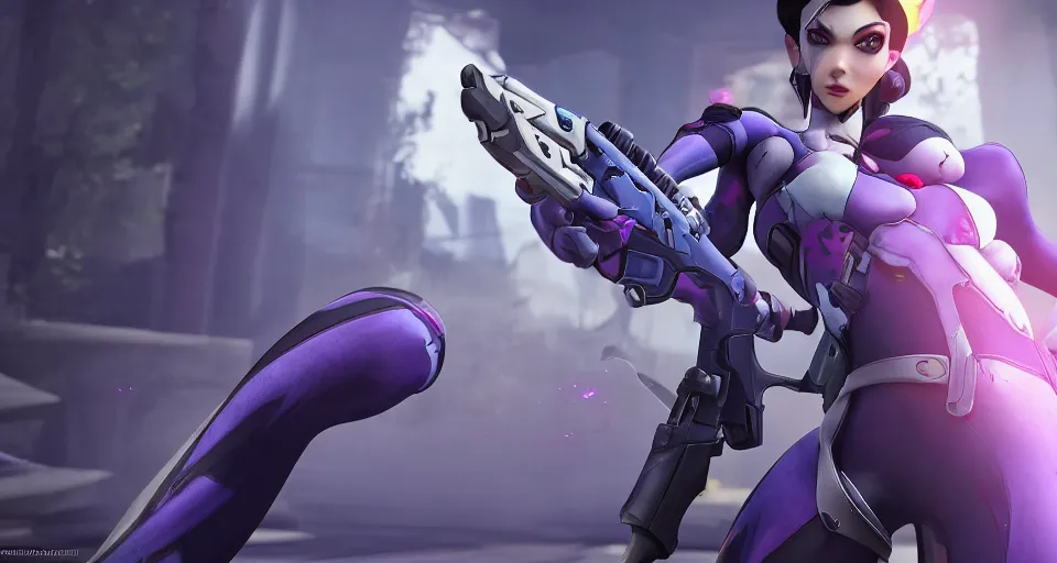 Image similar to widowmaker, overwatch, 4 k, screenshot, high detailed