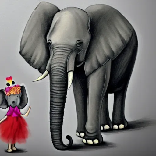 Image similar to an elephant wearing a tutu, concept art