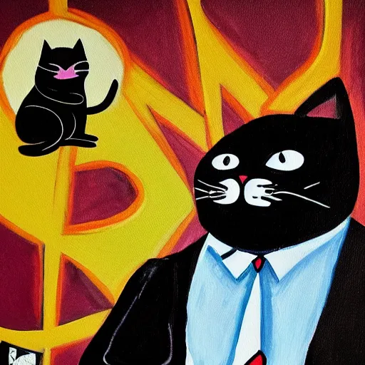 Image similar to fat cat superhero, detailed painting