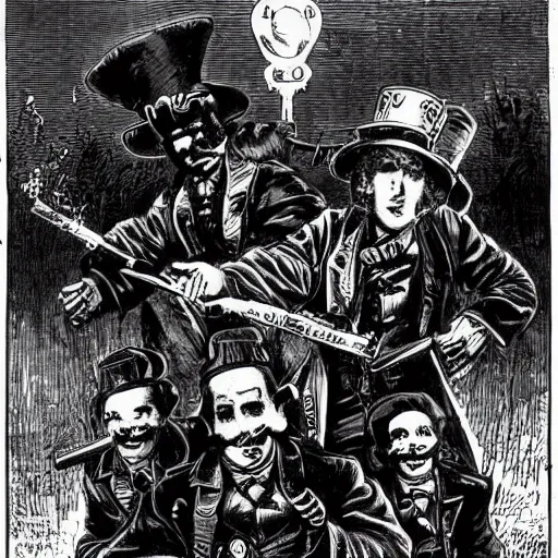 Prompt: Steampunk Ghostbusters, 1884,