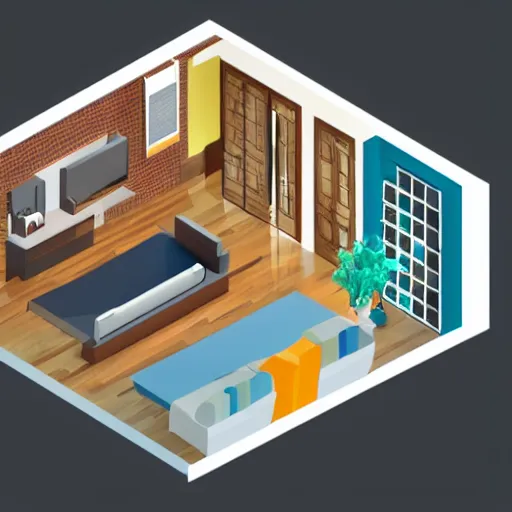 Image similar to an isometric interior design of a modern house