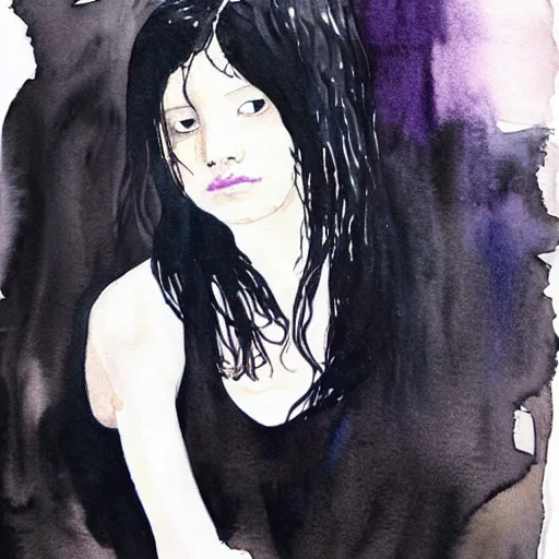 Image similar to Harry Weisburd Artwork Black Wet Hair, 2007 Watercolor, Hachishakusama (Eight-Feet-Tall) #One shot - Goddess