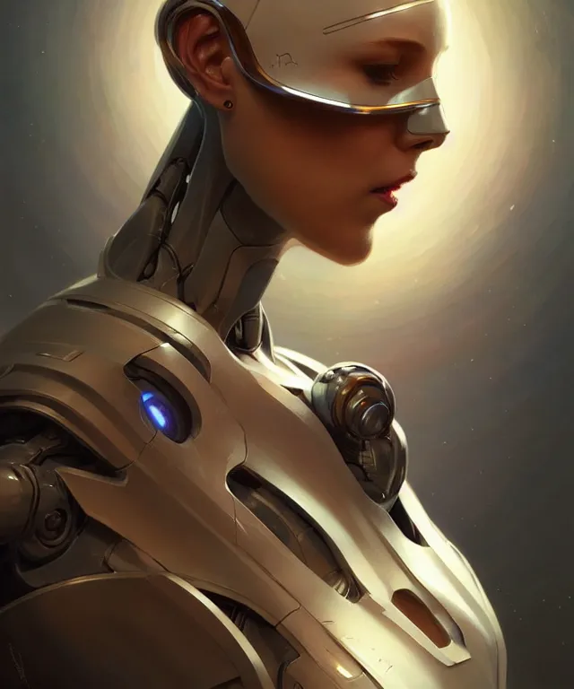 Image similar to a robot with acat face removed, sci - fi face, elegant, highly detailed, digital painting, artstation, concept art, smooth, sharp focus, illustration, art by artgerm and greg rutkowski and alphonse mucha