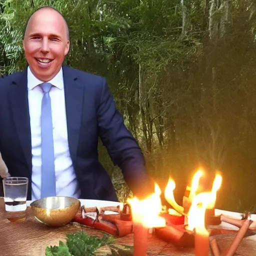 Prompt: Peter Dutton in a satanic ritual